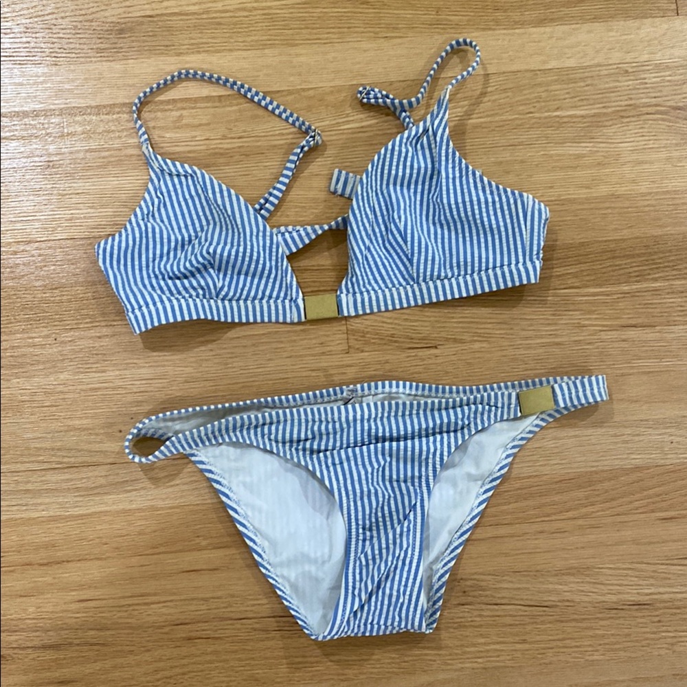 Blue and White Striped Kids Swim Set